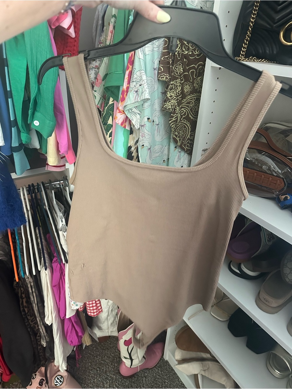 Abercrombie & Fitch Ribbed Scoop Tank Top - Taupe